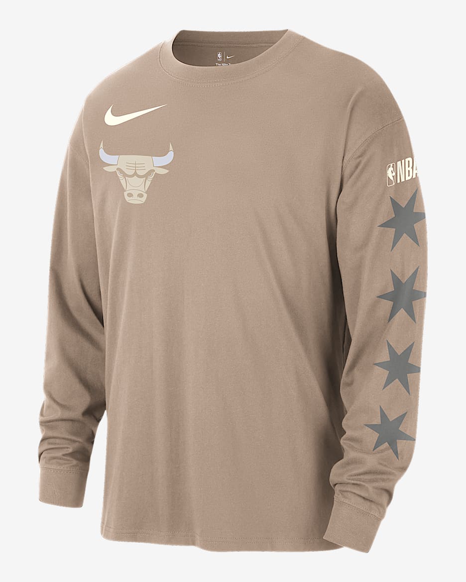 Playera de manga larga Nike de la NBA Max90 para hombre Chicago Bulls Courtside City Edition - Cáñamo