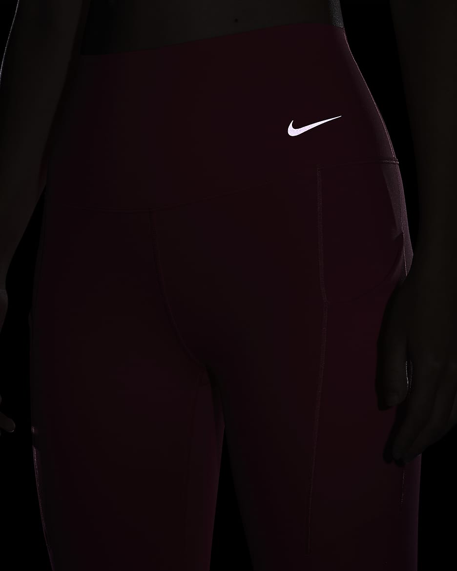 Nike Universa Women's Medium-Support High-Waisted 7/8 Leggings with Pockets - Aster Pink/Black