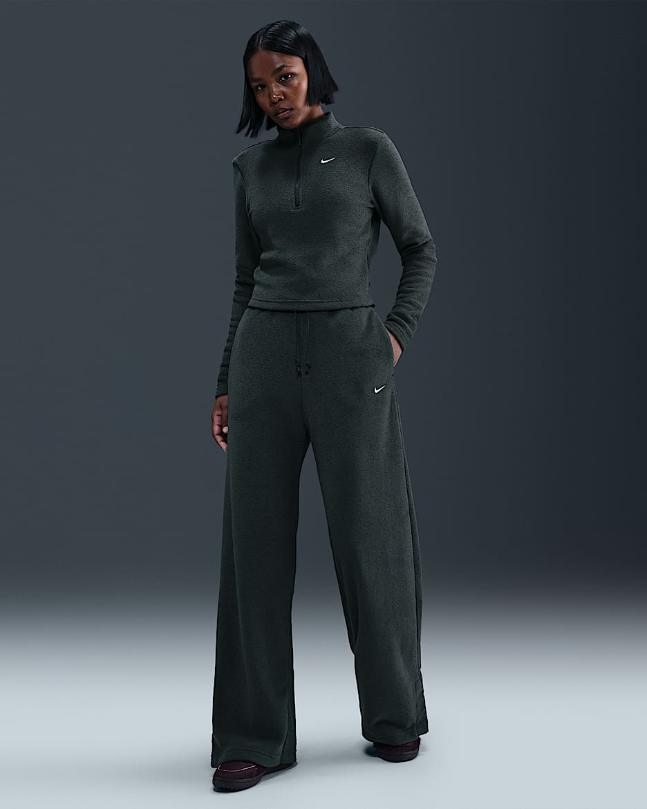 Nike Sportswear Phoenix Plush Women's High-Waisted Wide-Leg Cozy Fleece Pants - Seaweed/Sail