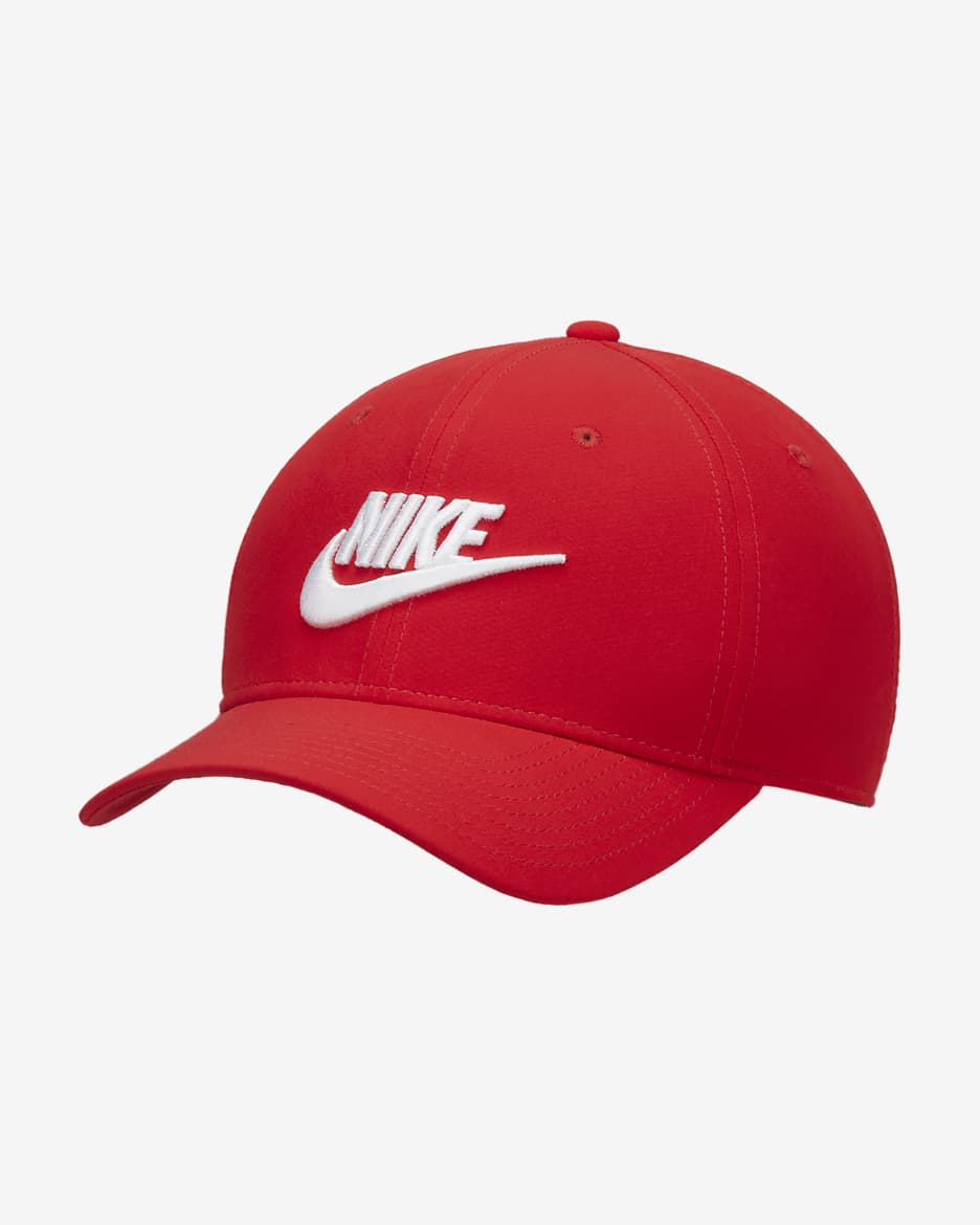 Nike Rise Gorra estructurada SwooshFlex Futura - Rojo universitario/Antracita/Blanco