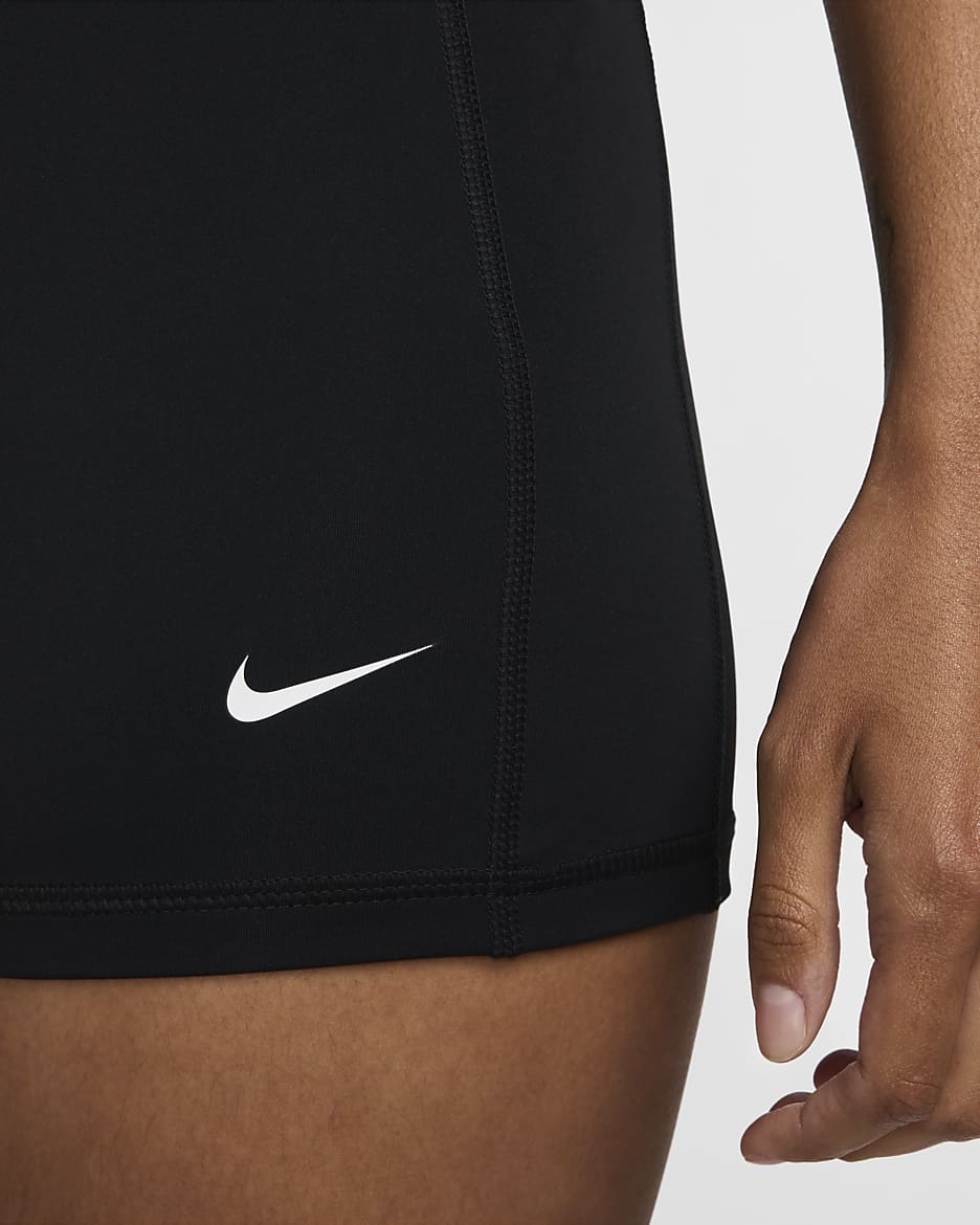 Nike Pro Leak Protection: Period Mallas cortas de 8 cm y talle medio - Mujer - Negro/Aster Pink/Blanco