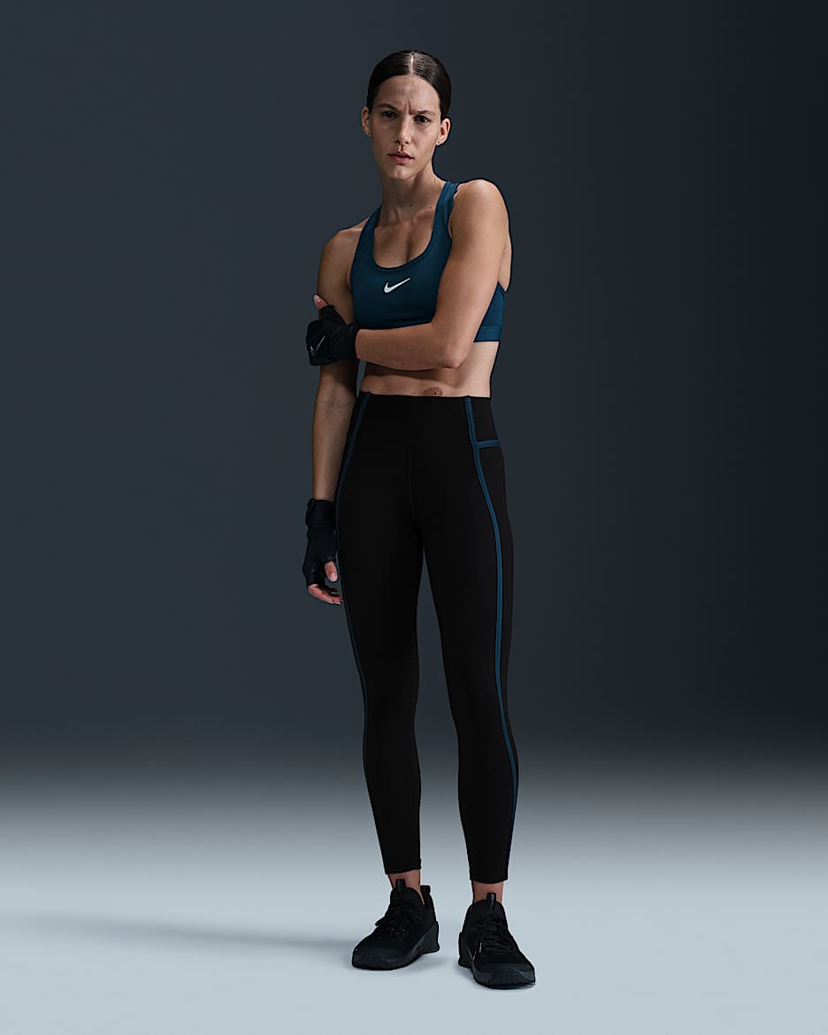 Leggings de tiro alto de 7/8 para mujer Nike One - Negro/Azul marino militar/Negro