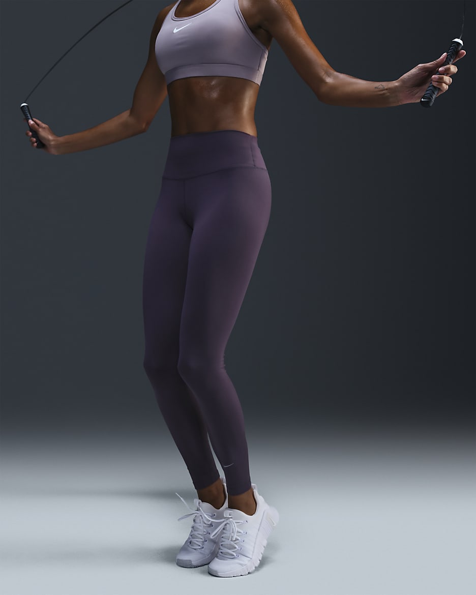 Nike One Leggings in voller Länge mit hohem Bund für Damen - Dark Raisin