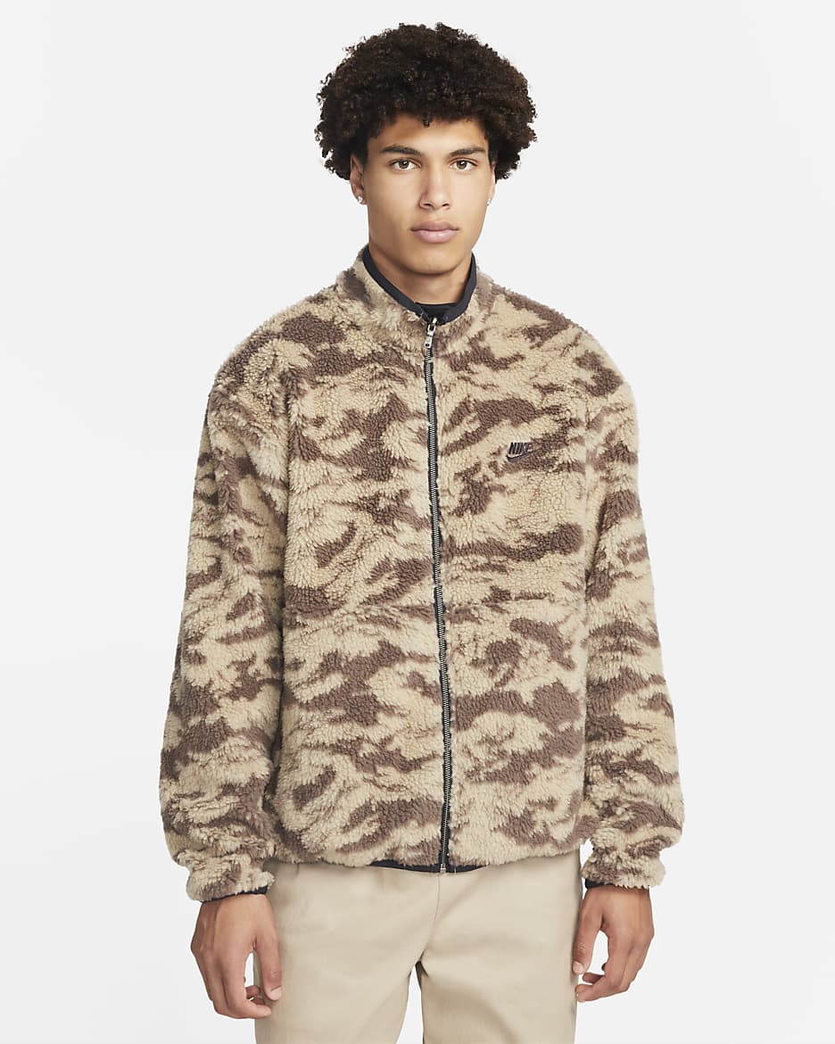 Nike Sportswear Club Fleece+ Men's Full-Zip Reversible Winterized Top - Black/Sail