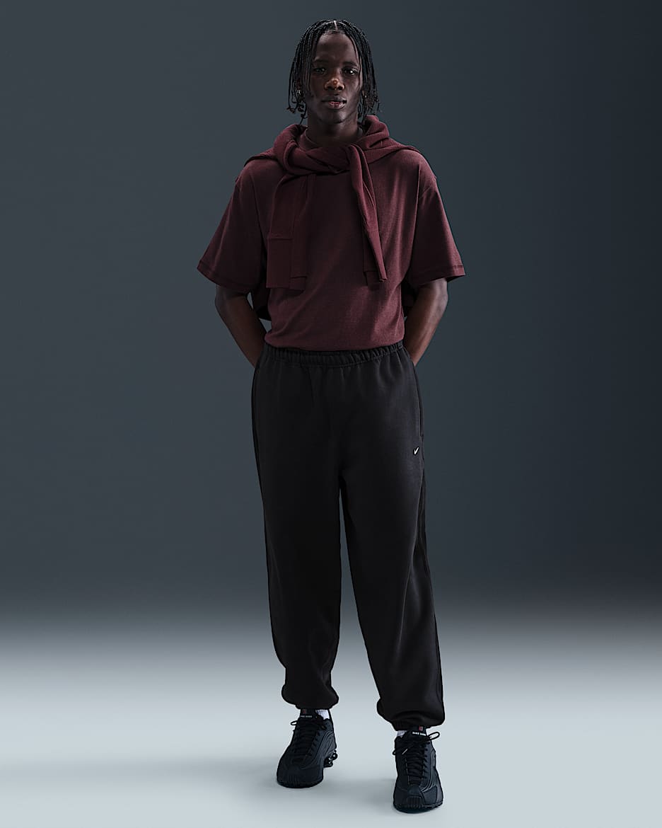 Nike Solo Swoosh fleecebukse med mansjetter til herre - Svart/Svart/Hvit