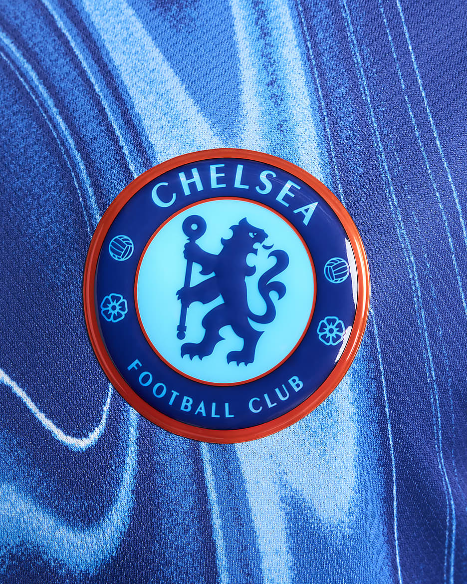 Męska koszulka piłkarska Nike Dri-FIT Chelsea F.C. Stadium 2024/25 (wersja domowa) – replika - Rush Blue/Team Orange/Biel