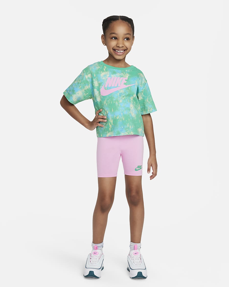 Conjunto de shorts de dos piezas para niños talla pequeña Nike - Rosa amanecer