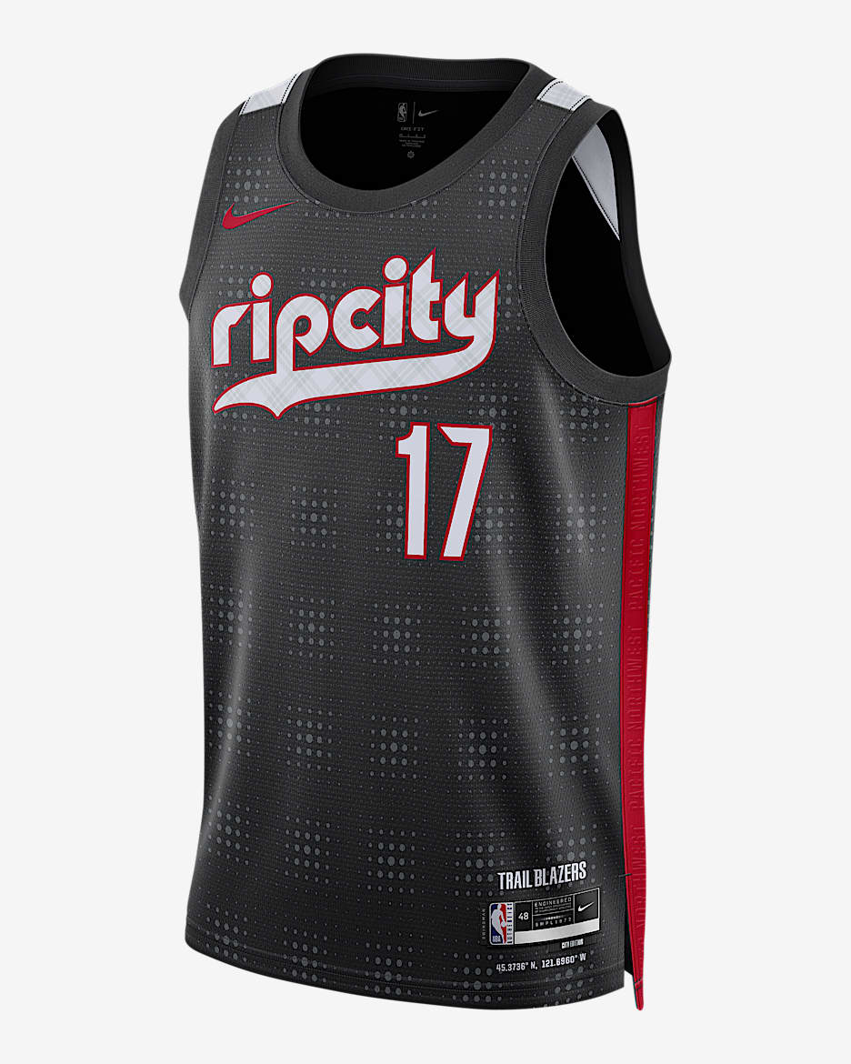 Jersey Nike Dri-FIT de la NBA Swingman para hombre Shaedon Sharpe Portland Trail Blazers 2024/25 City Edition - Negro