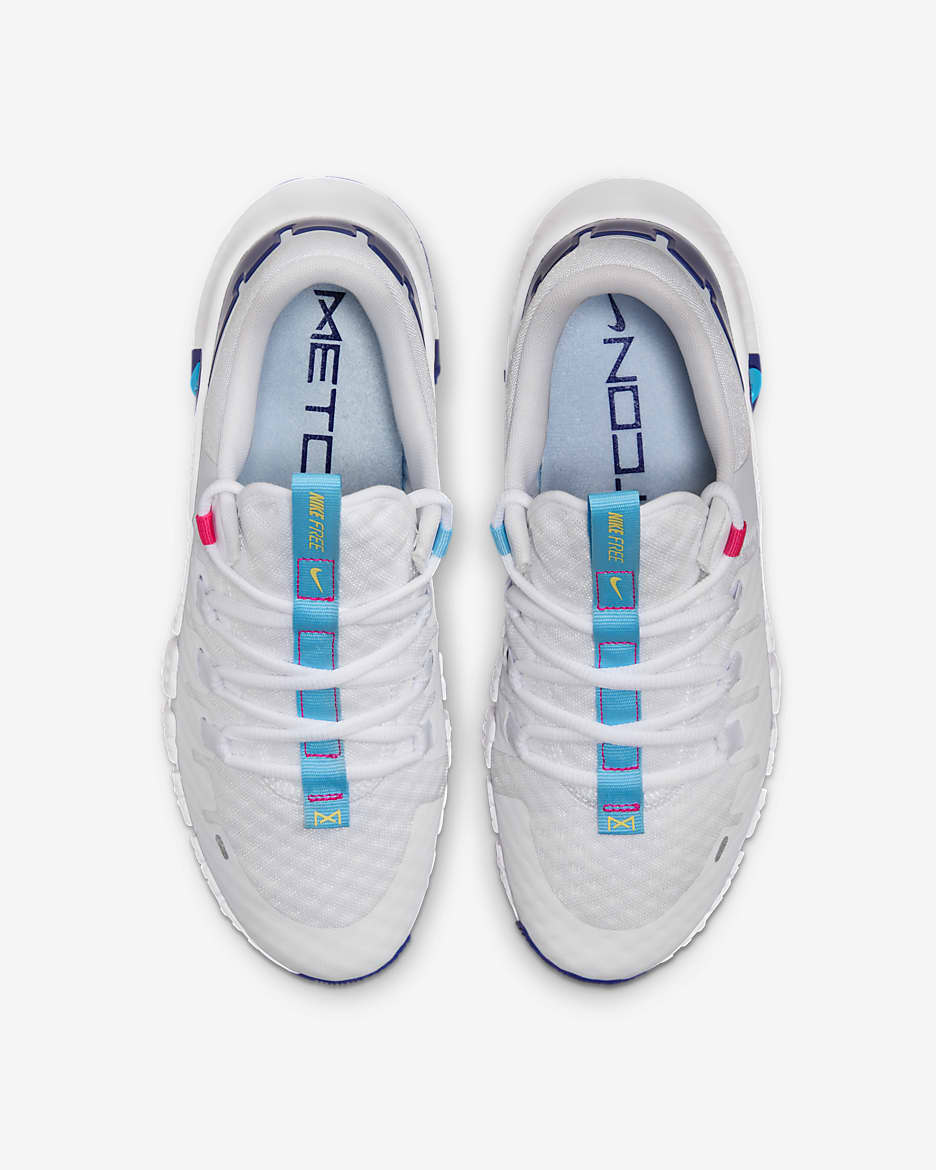 Nike Free Metcon 5 Women's Workout Shoes - White/Fierce Pink/Deep Royal Blue/Aquarius Blue