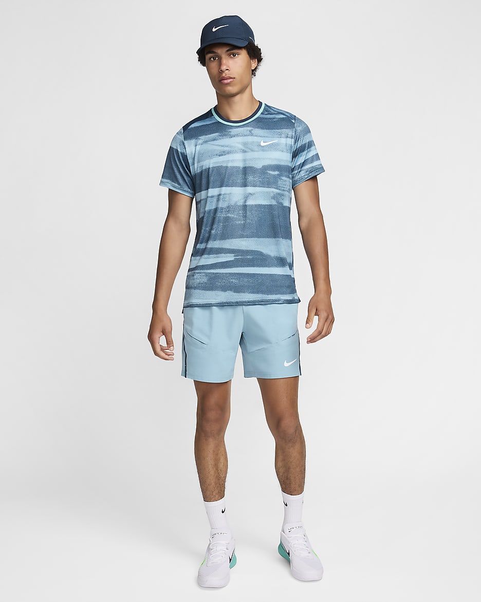 NikeCourt Advantage Dri-FIT-Tennisoberteil für Herren - Denim Turquoise/Weiß