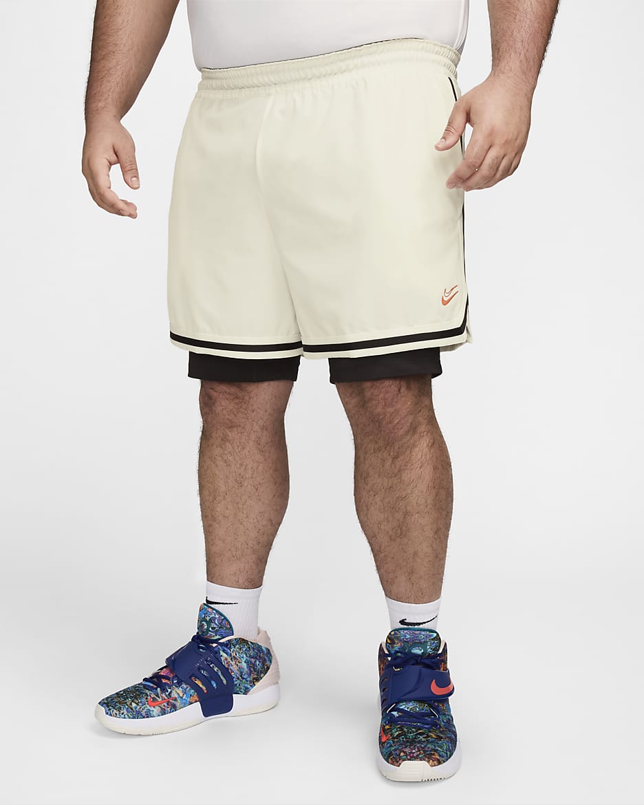 Shorts de básquetbol DNA 2 en 1 de 10 cm para hombre Kevin Durant - Vela/Negro/Arcilla cósmico