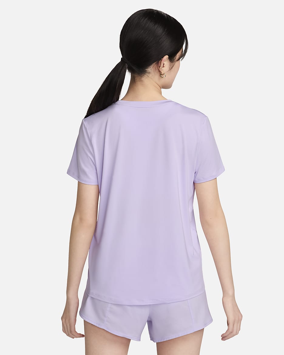 Nike One Swoosh Women's Dri-FIT Short-Sleeve Running Top - Lilac Bloom/White