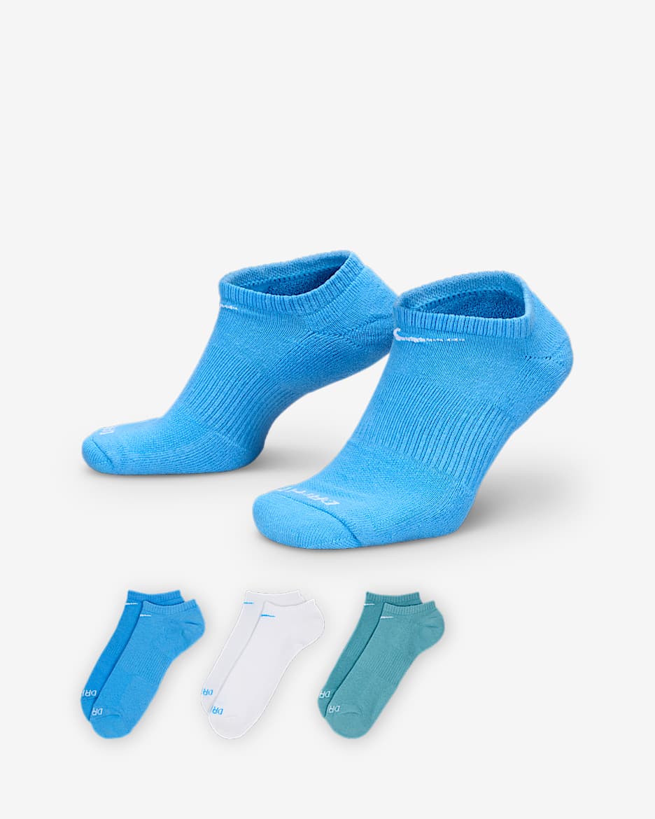 Calcetines de entrenamiento ocultos, con
amortiguación, Nike Everyday Plus (3
pares) - Multicolor