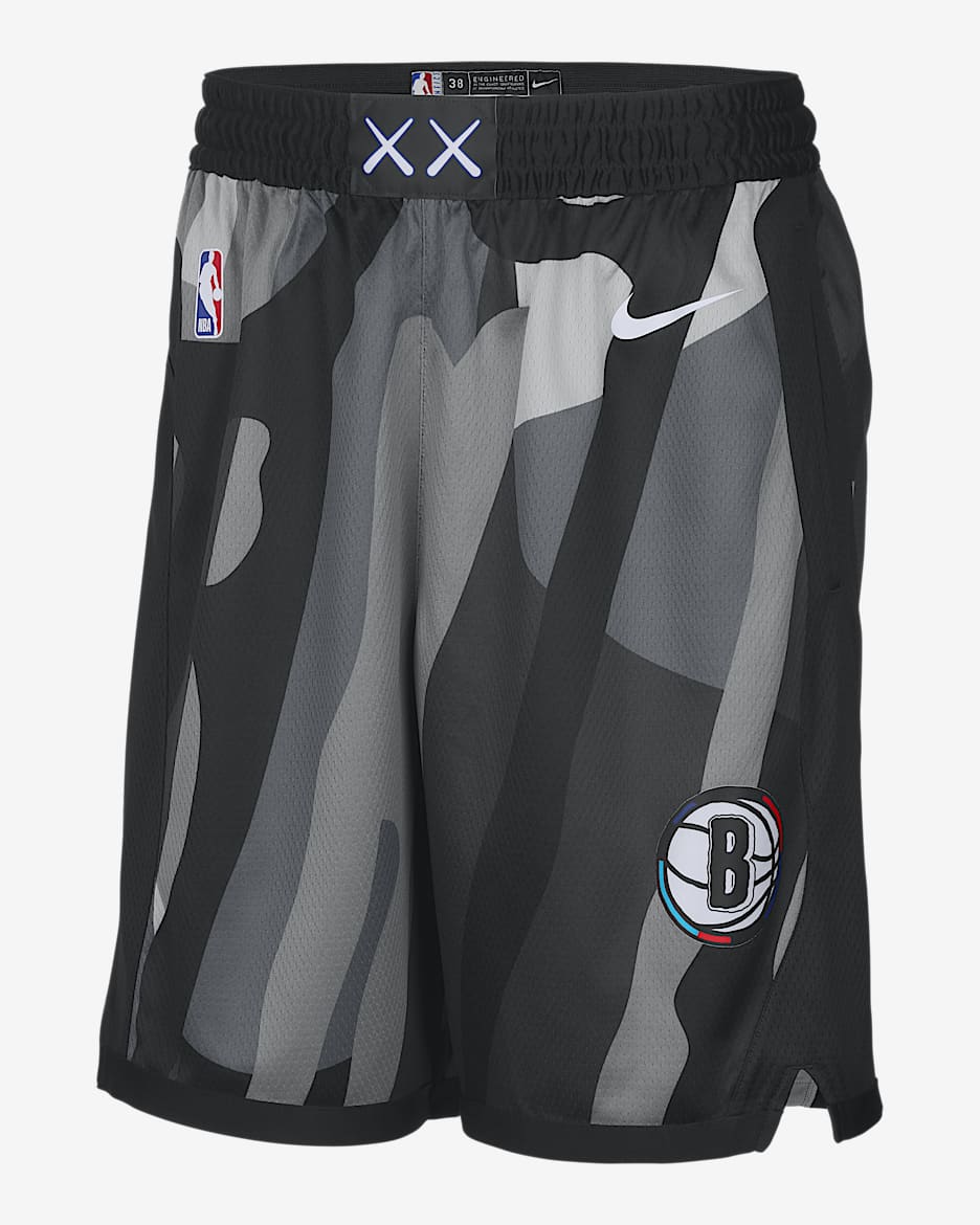 Brooklyn Nets 2024/25 City Edition Men's Nike Dri-FIT NBA Swingman Shorts - Flat Silver/White