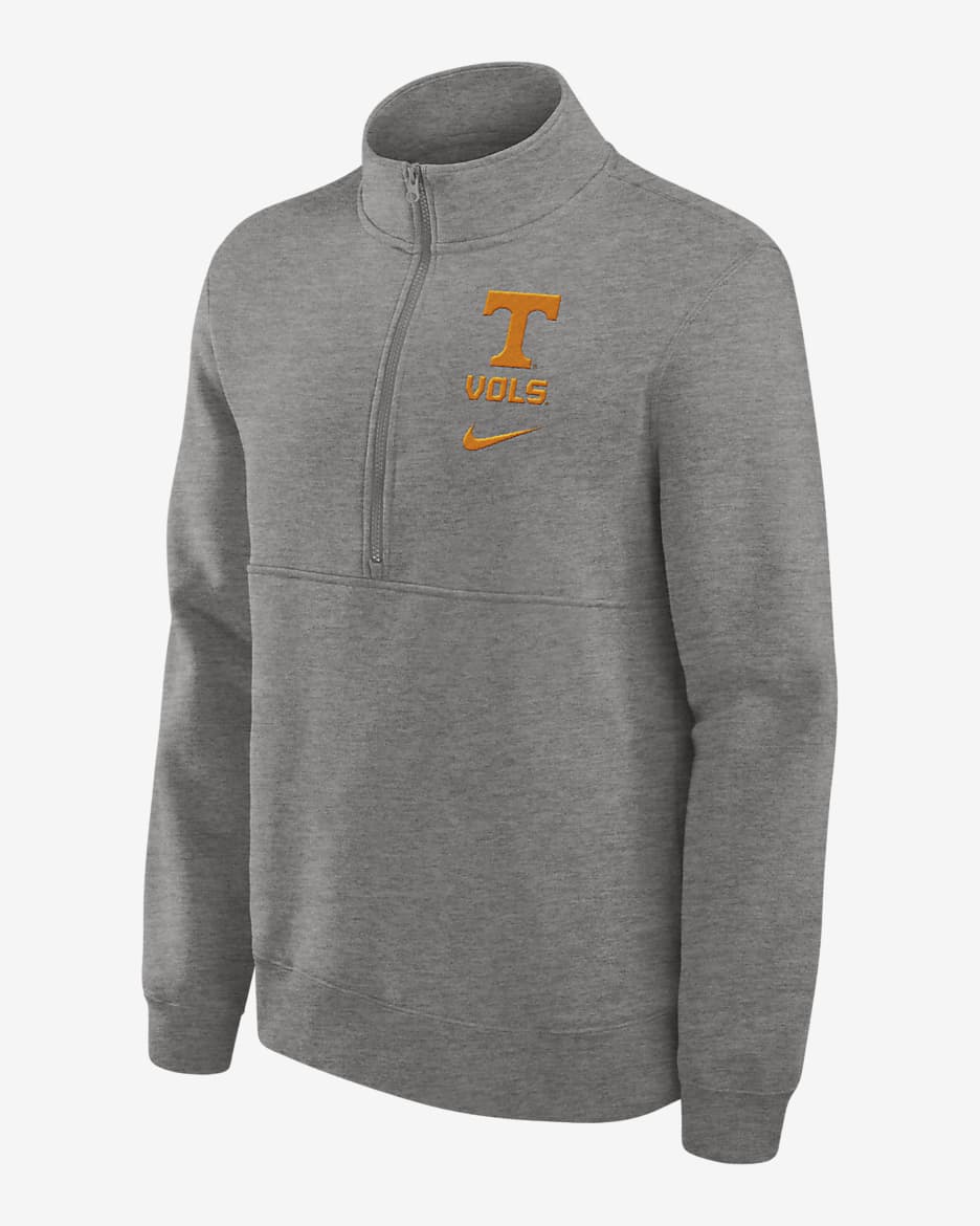 Tennessee Volunteers Primetime Club Men's Nike College 1/2-Zip Crew - Grey Heather