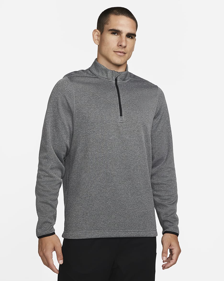 Playera de golf con cierre de 1/4 para hombre Nike Therma-FIT Victory - Negro/Negro