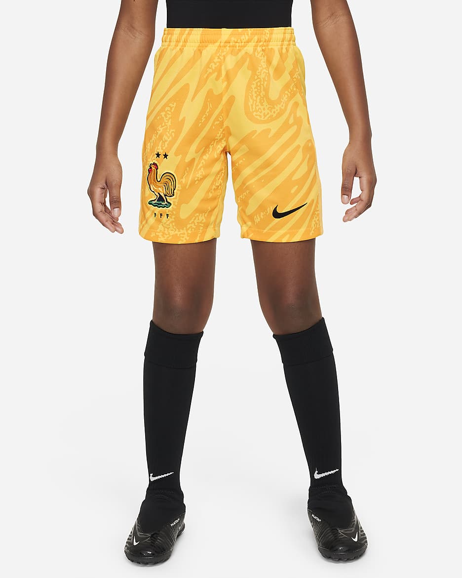 Short de foot Replica Nike Dri-FIT FFF 2024 Stadium Extérieur pour ado - Tour Yellow/University Gold/Noir