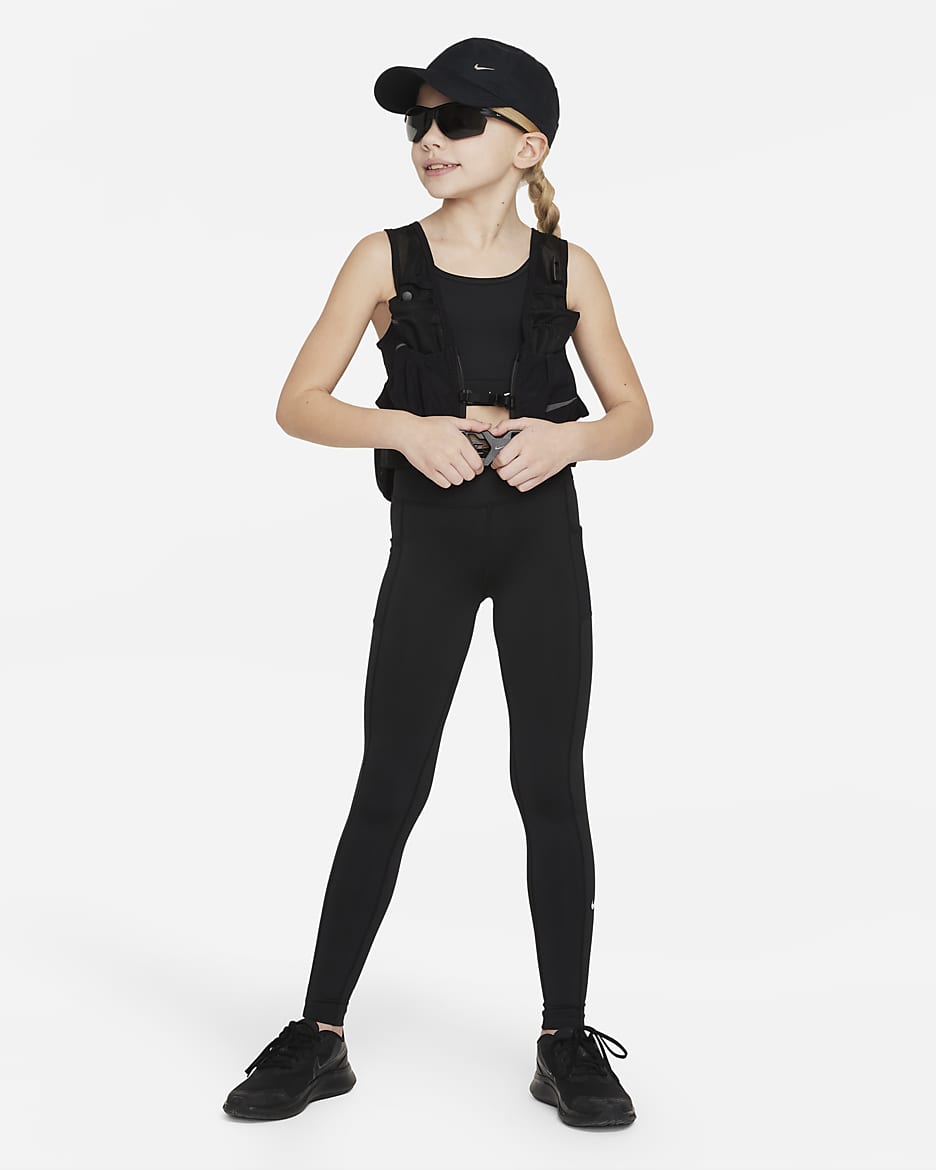 Leggings con bolsillos para niñas talla grande Nike Dri-FIT One - Negro/Blanco