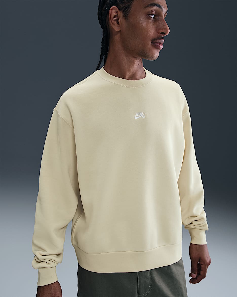 Nike SB Fleece Skate Crew - Light Khaki/White