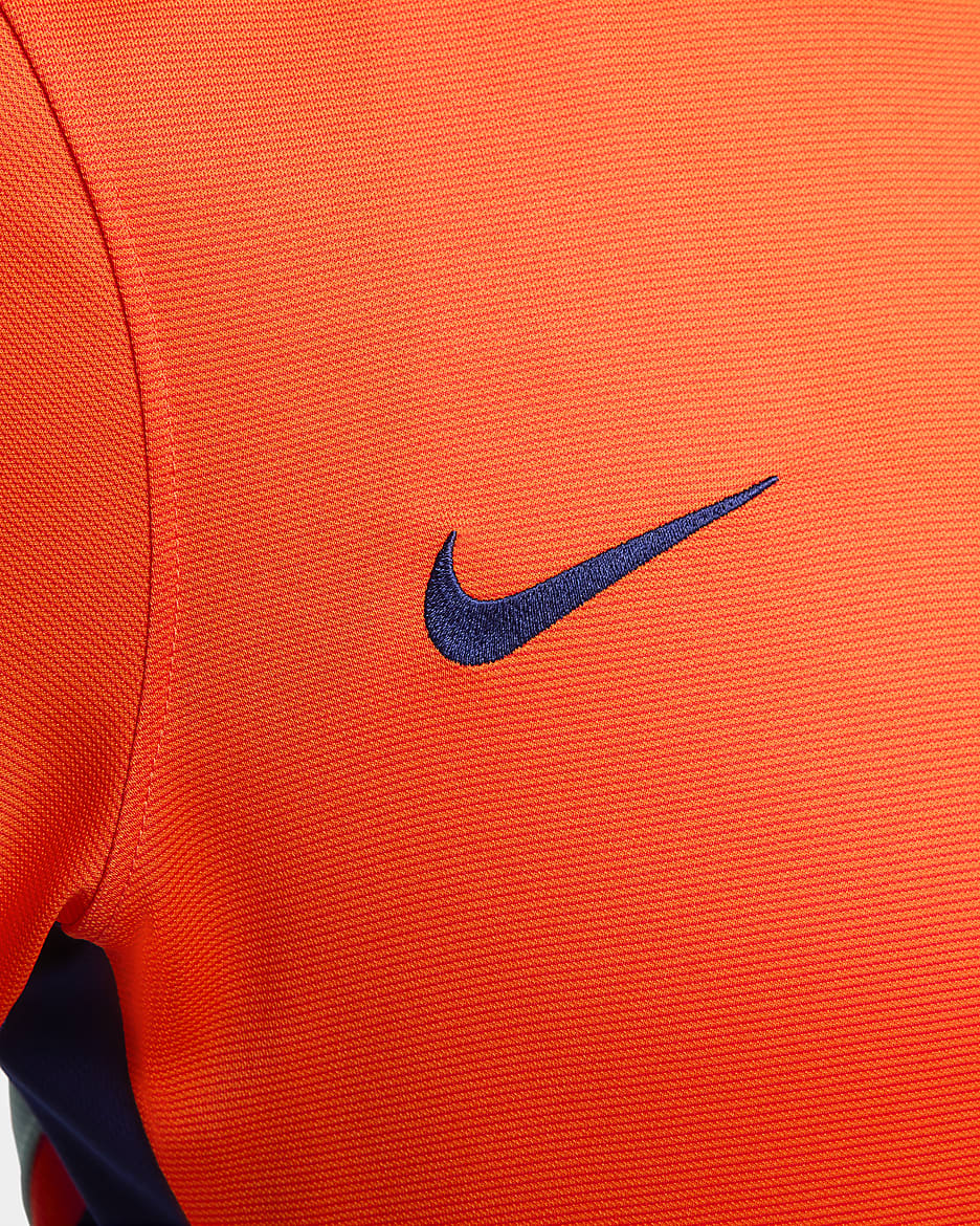 Nederland 2024/25 Stadium Nike Dri-FIT fotballdrakt til dame (kvinnelaget, bortedrakt) - Safety Orange/Blue Void/Copa/Blue Void