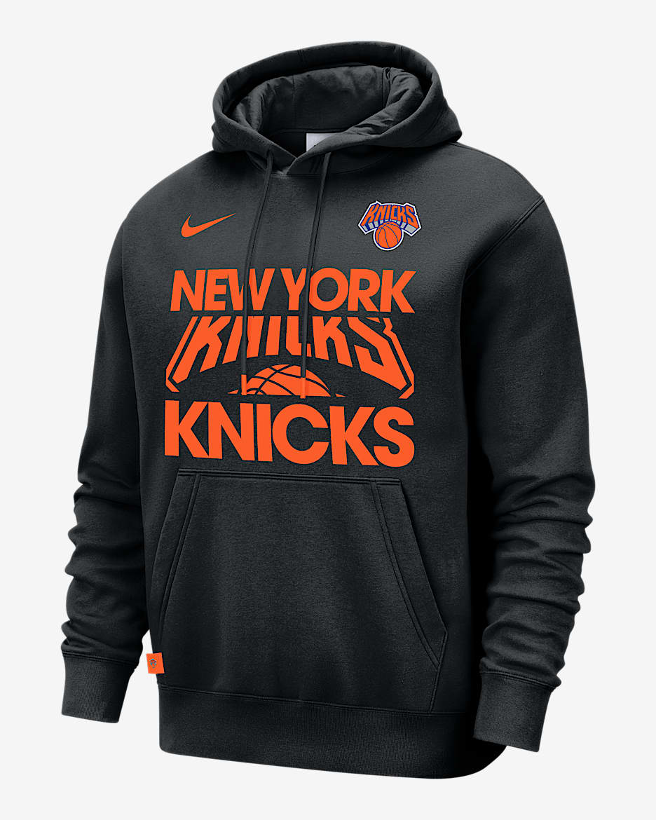 New York Knicks Club Courtside Men's Nike NBA Pullover Hoodie - Black/Brilliant Orange