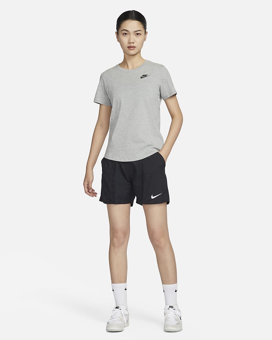 Nike Sportswear Club Essentials Women's T-Shirt - Dark Grey Heather/Black