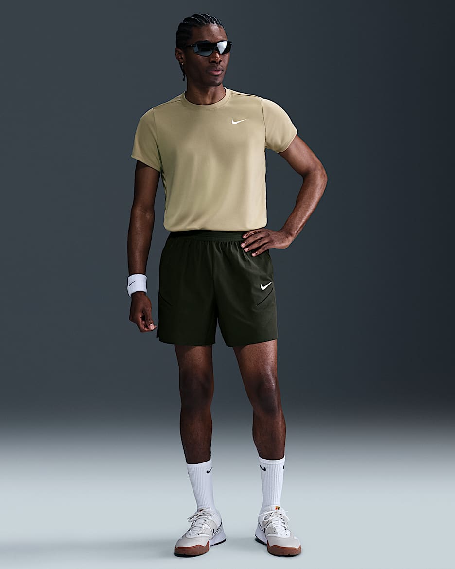 Short de tennis Dri-FIT NikeCourt Slam pour homme - Sequoia/Blanc