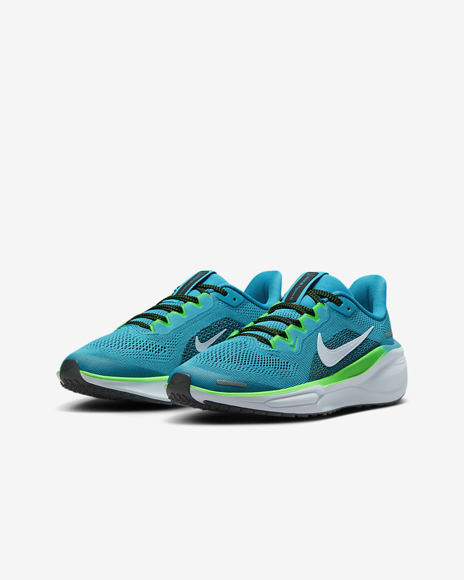 Nike Pegasus 41 Older Kids' Road Running Shoes - Aquamarine/Black/Green Strike/Football Grey