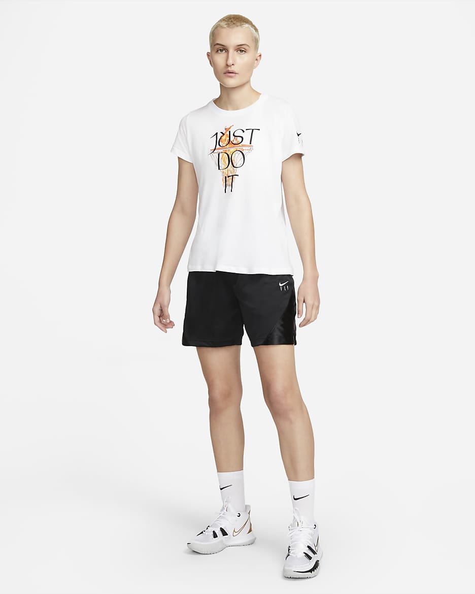 Nike Dri-FIT ISoFly-basketballshorts til kvinder - sort/sort/hvid