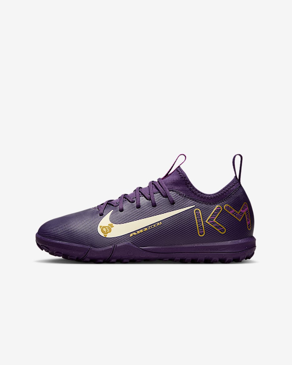 Nike Jr. Mercurial Vapor 16 Academy "Kylian Mbappé" Big Kids' TF Low-Top Soccer Shoes - Grand Purple/Pale Ivory