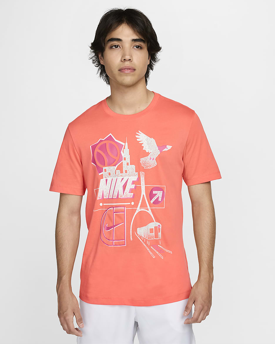 T-shirt de tennis NikeCourt Dri-FIT pour homme - Light Wild Mango