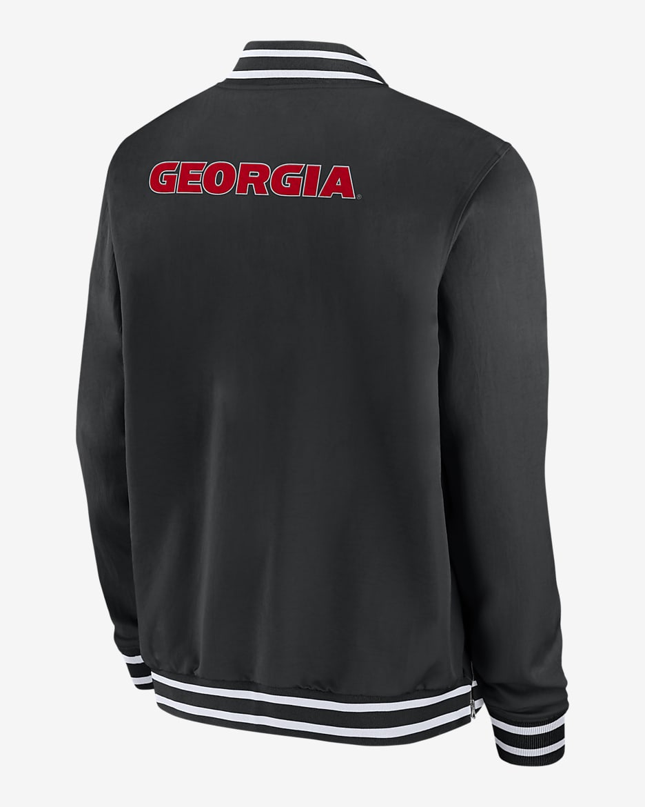 Georgia Bulldogs Sideline Men's Nike College Full-Zip Bomber Jacket - Black