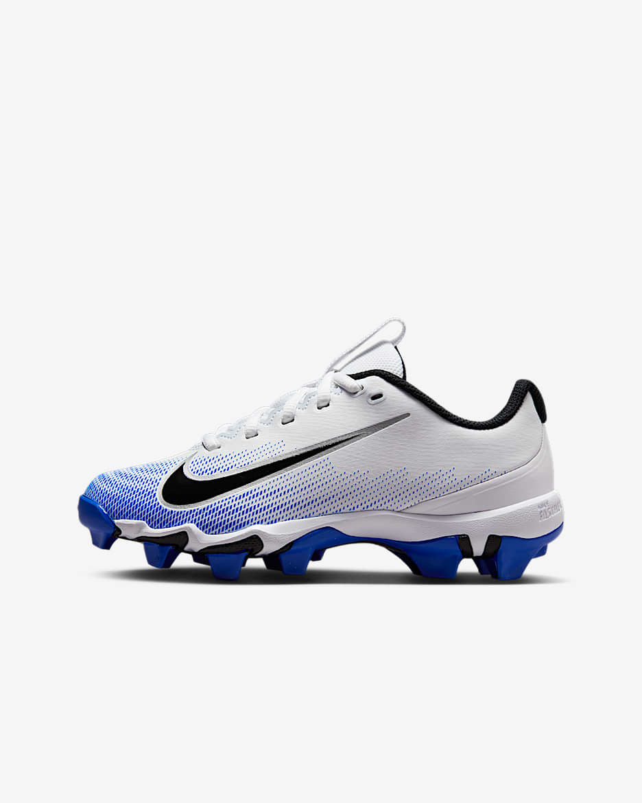 Tacos de fútbol para niños grandes Nike Vapor Shark 3 - Blanco/Azul carrera/Negro