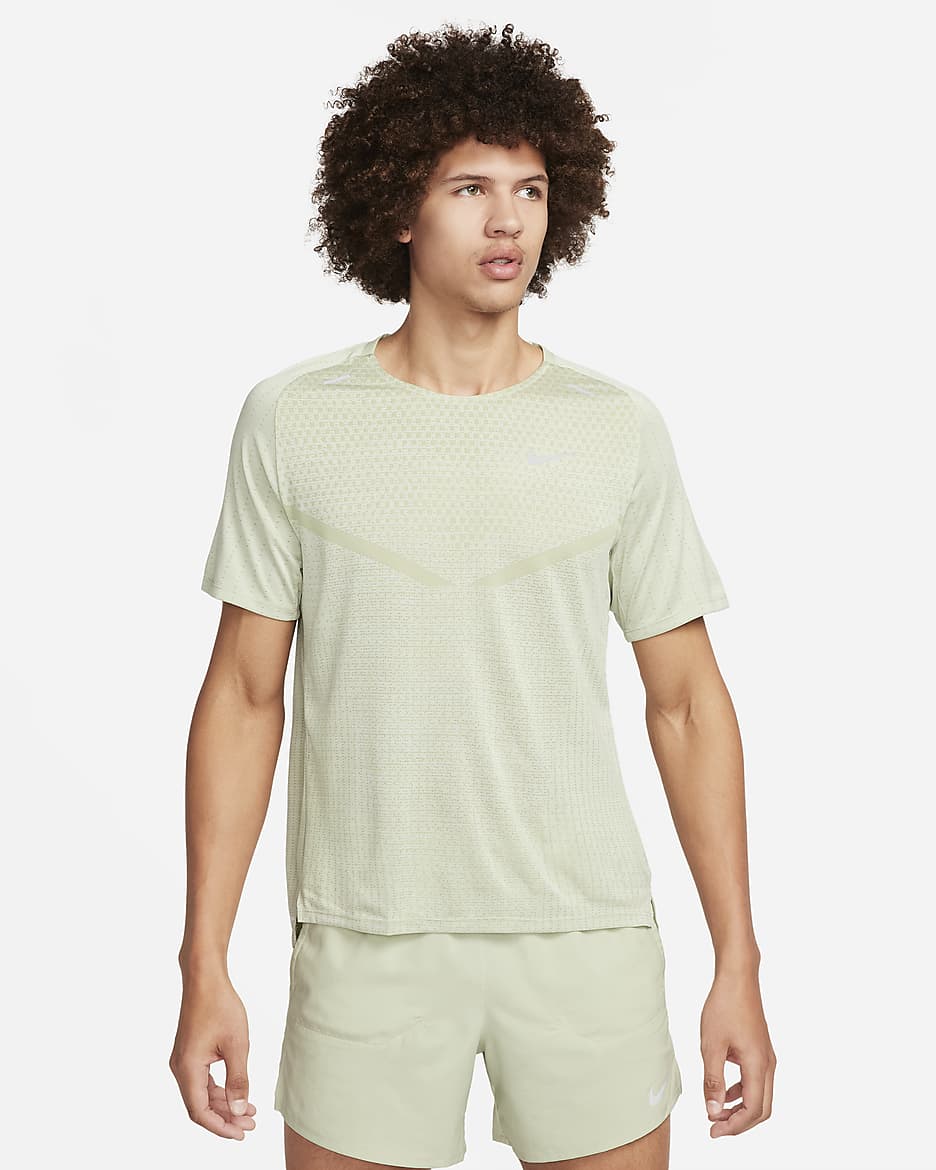 Nike Tech Knit Men's Dri-FIT ADV Short-sleeve Running Top - Olive Aura/Sea Glass