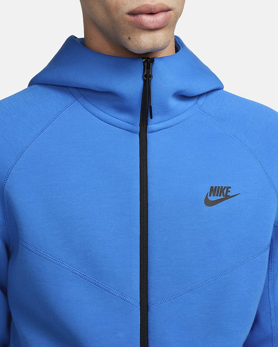 Nike Sportswear Tech Fleece Windrunner cipzáras, kapucnis férfipulóver - Light Photo Blue/Fekete