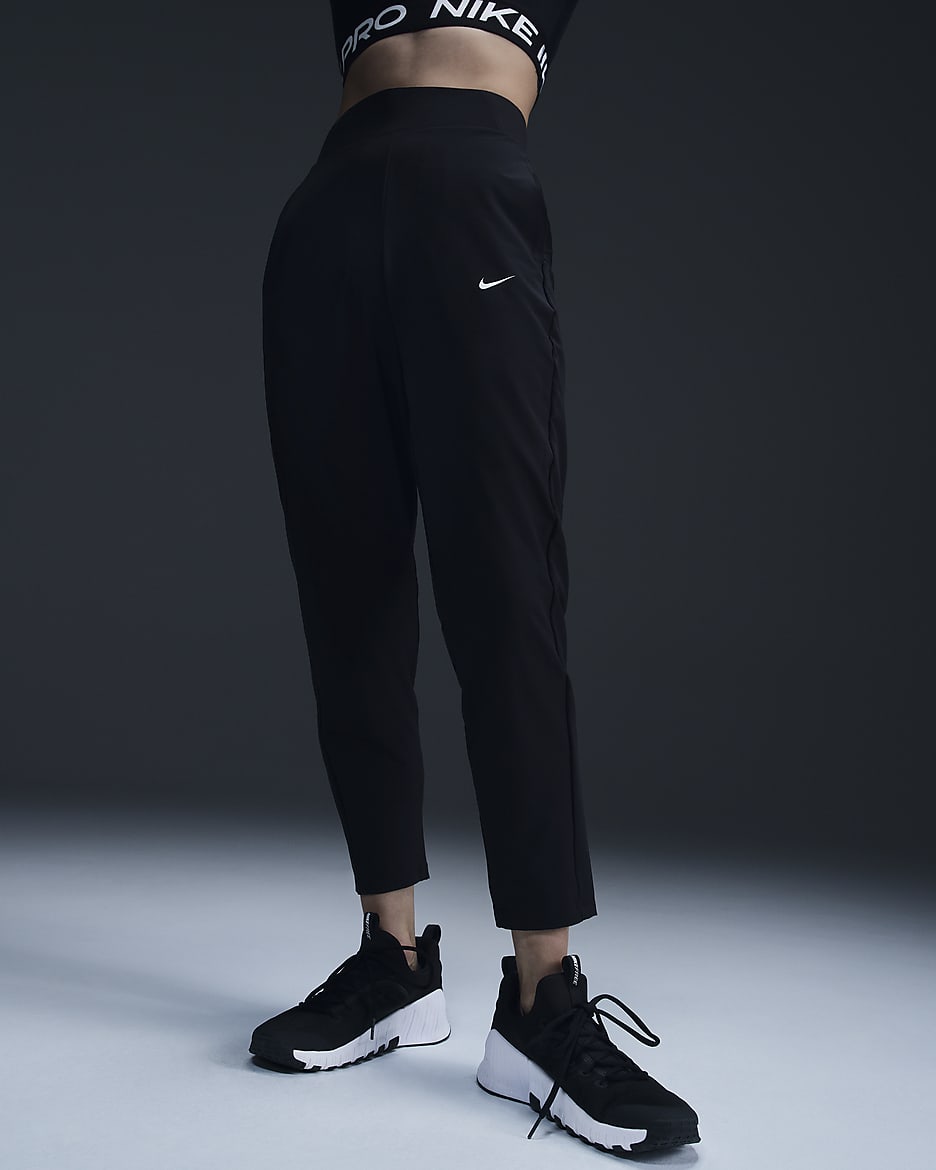 Nike Dri-FIT Bliss Victory 女款中腰訓練運動褲 - 黑色/白色