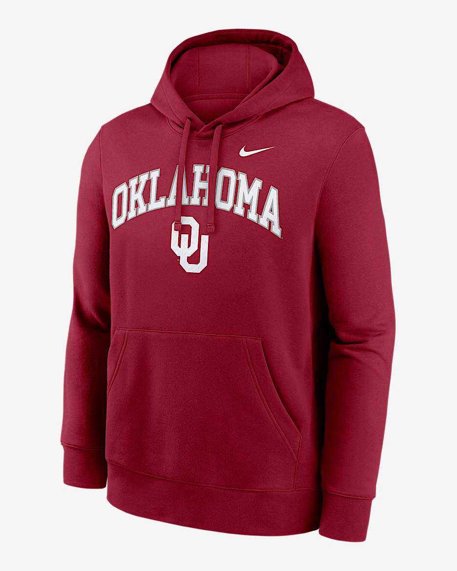 Oklahoma Arch Men's Nike College Pullover Hoodie - Crimson