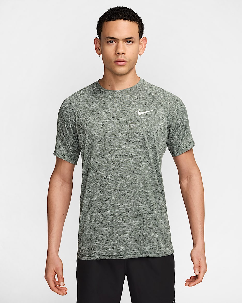 Maglia da nuoto Hydroguard mélange a manica corta Nike – Uomo - Fir/Bianco