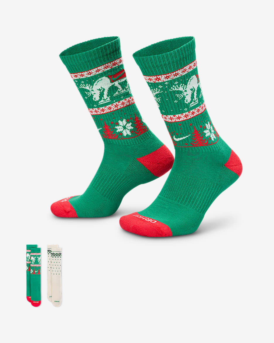 Calcetas Winter Wonderland (2 pares) Nike Everyday Plus Cushioned - Multicolor