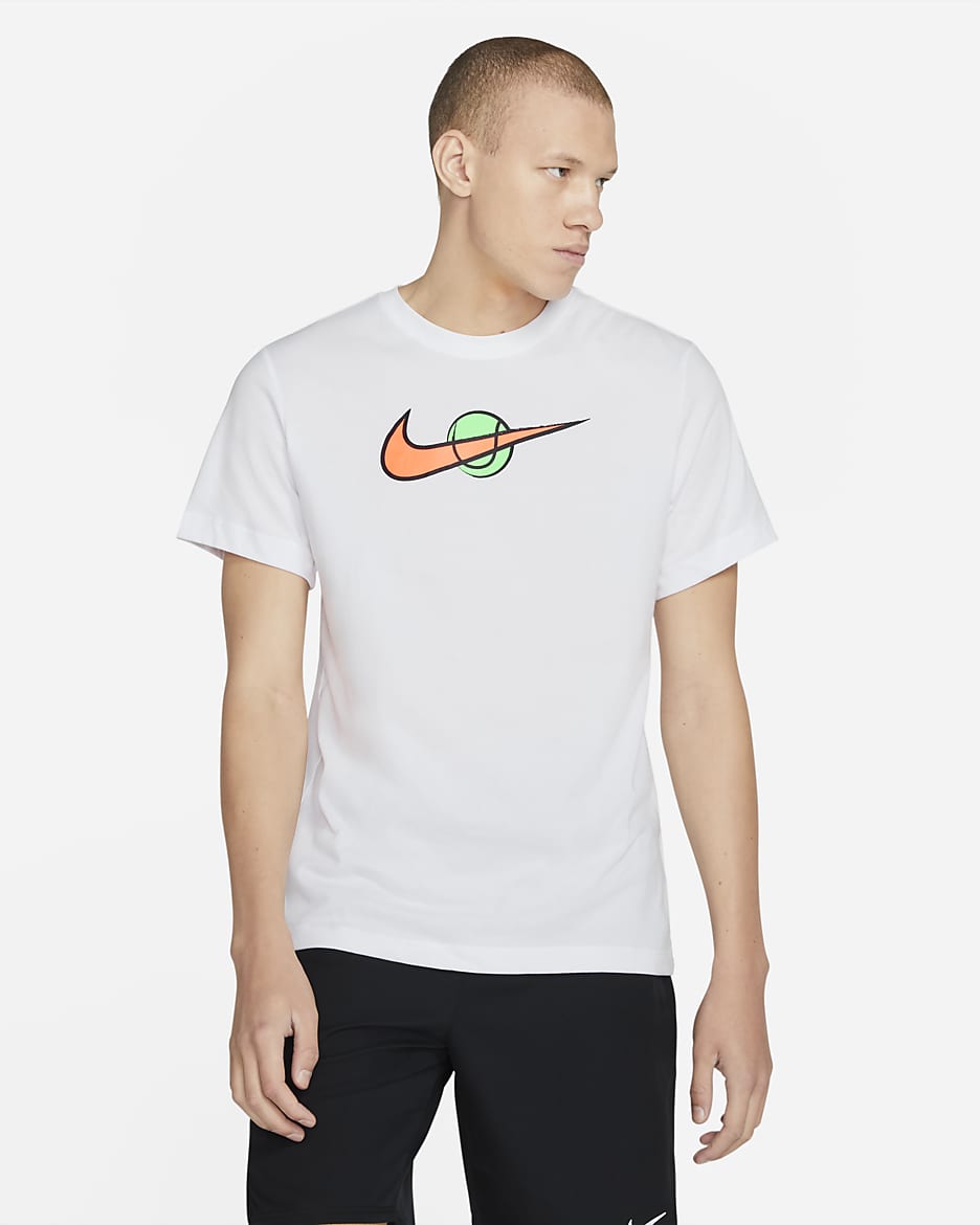 NikeCourt Tennis-T-Shirt mit Swoosh für Herren - Weiß