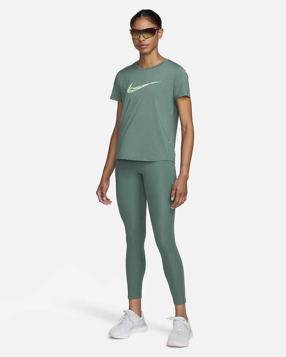 Nike One Swoosh Dri-FIT kortermet løpeoverdel til dame - Bicoastal/Vapor Green