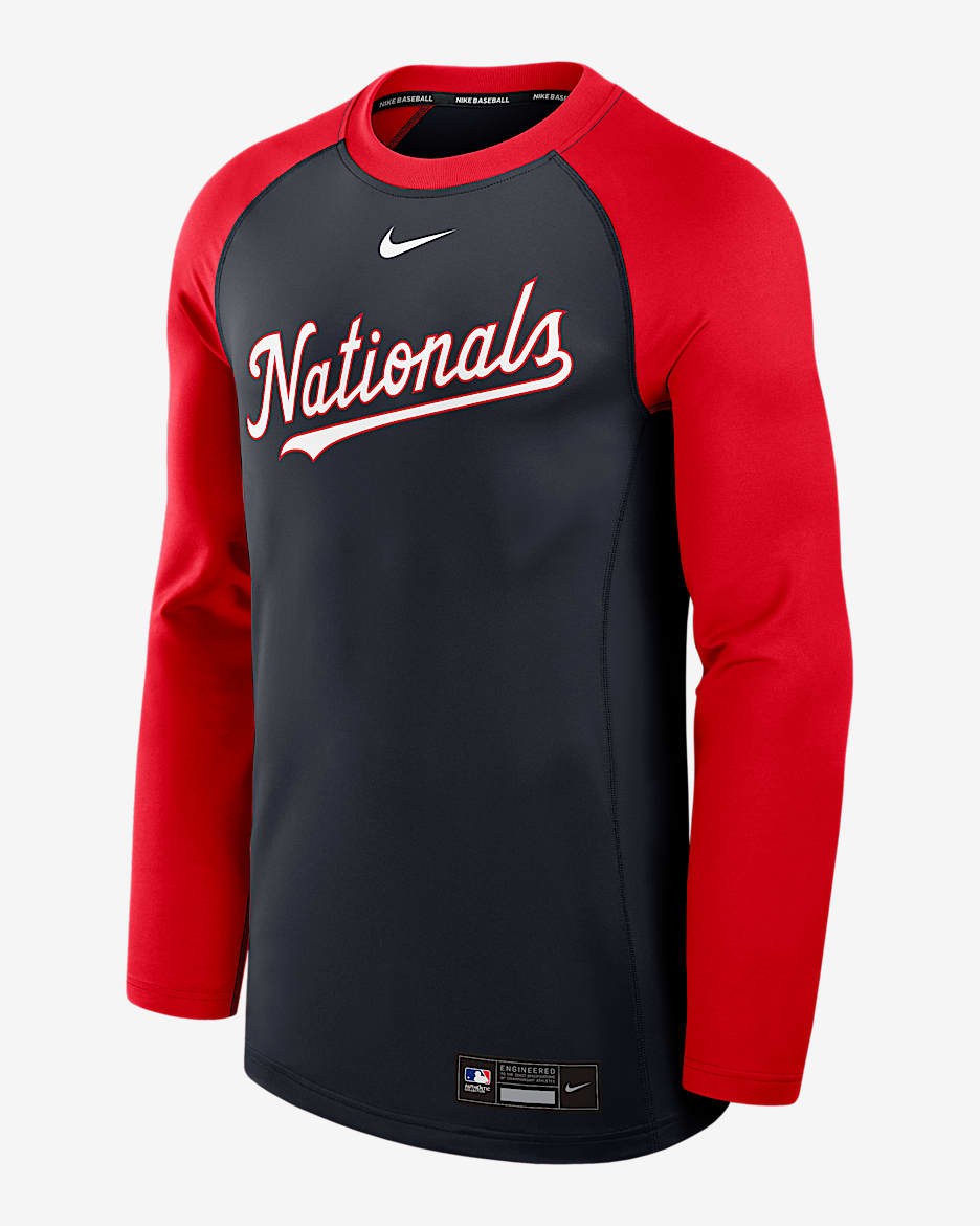 Washington Nationals Authentic Collection Game Time Men's Nike Dri-FIT MLB Pullover Crew - Navy