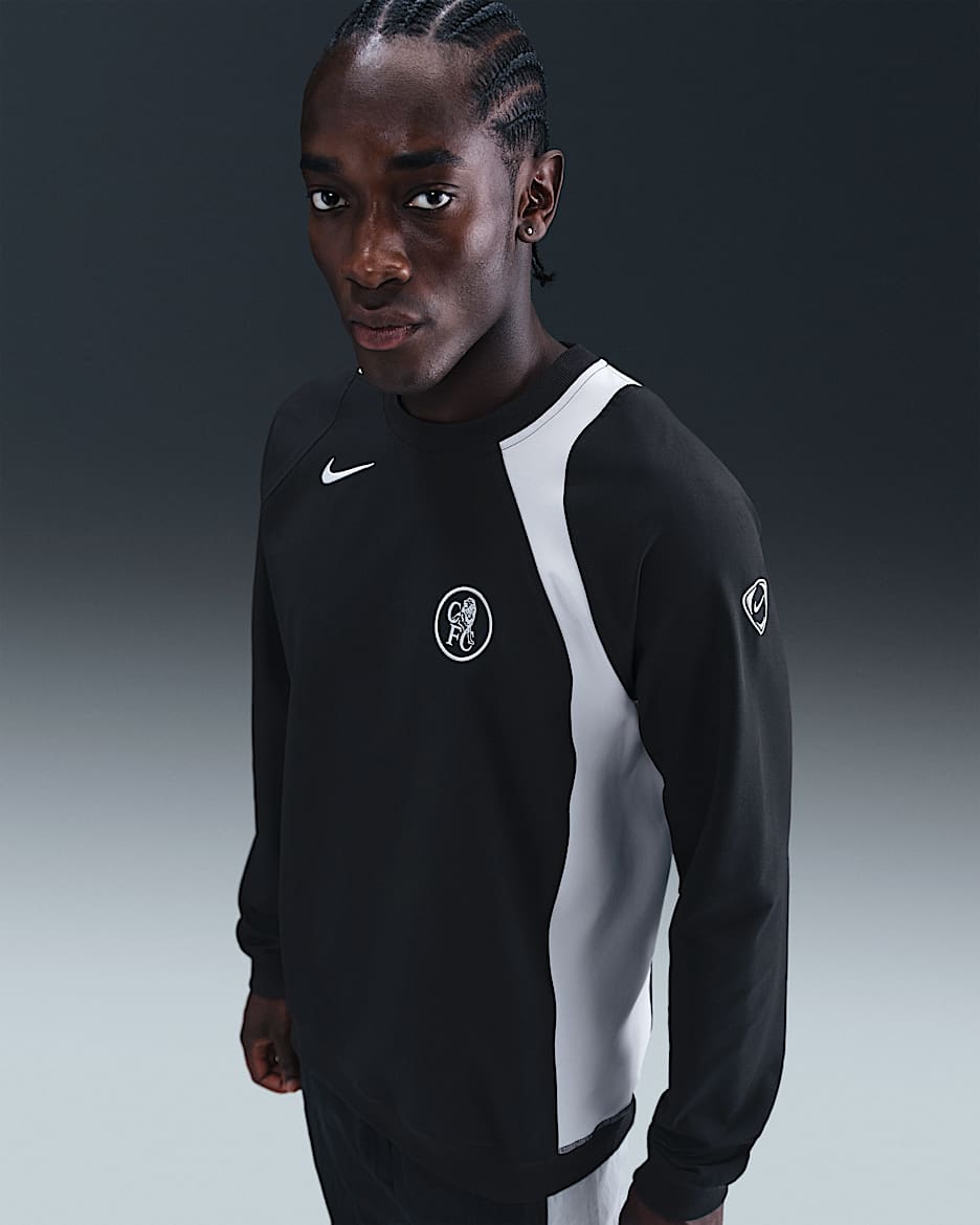 Chelsea FC Third Men's Nike Total 90 Soccer Crew-Neck Top - Black/Field Silver/Field Silver