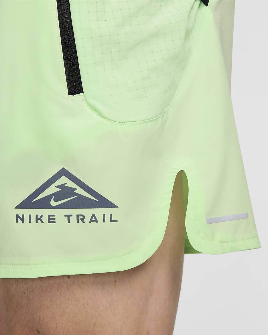 Löparshorts med innerbyxor Nike Trail Second Sunrise Dri-FIT 13 cm för män - Vapor Green/Vapor Green/Svart