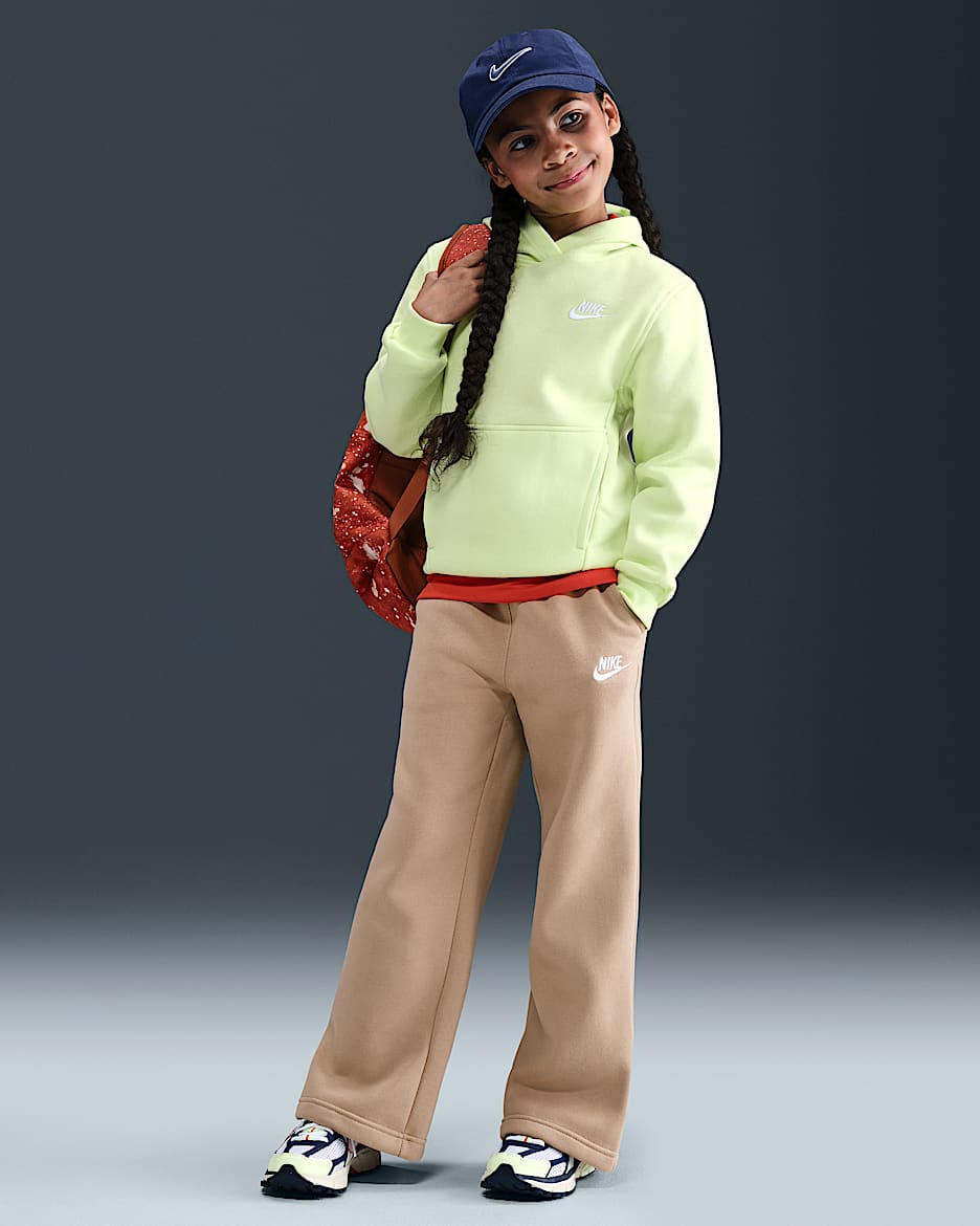 Pants de pierna ancha para niña Nike Sportswear Club Fleece - Cáñamo/Cáñamo/Blanco