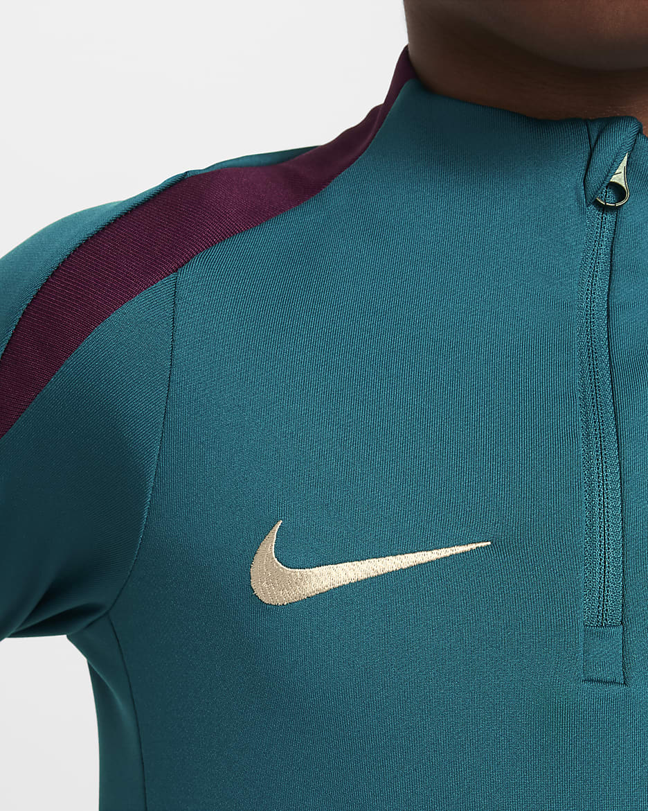 Haut d'entraînement de football Nike Dri-FIT Paris Saint-Germain Strike pour ado - Geode Teal/Geode Teal/Bordeaux/Guava Ice