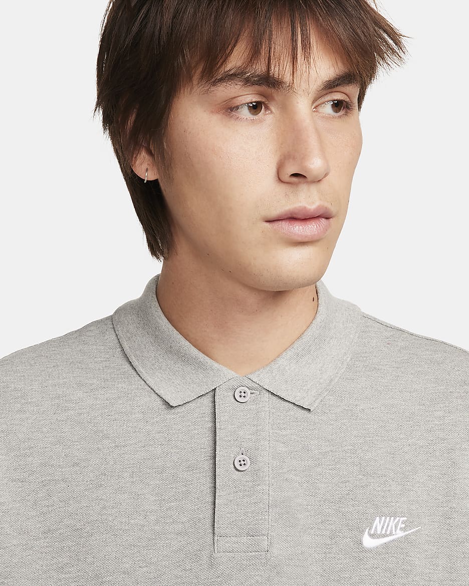 Polo a manica corta Nike Club – Uomo - Dark Grey Heather/Bianco