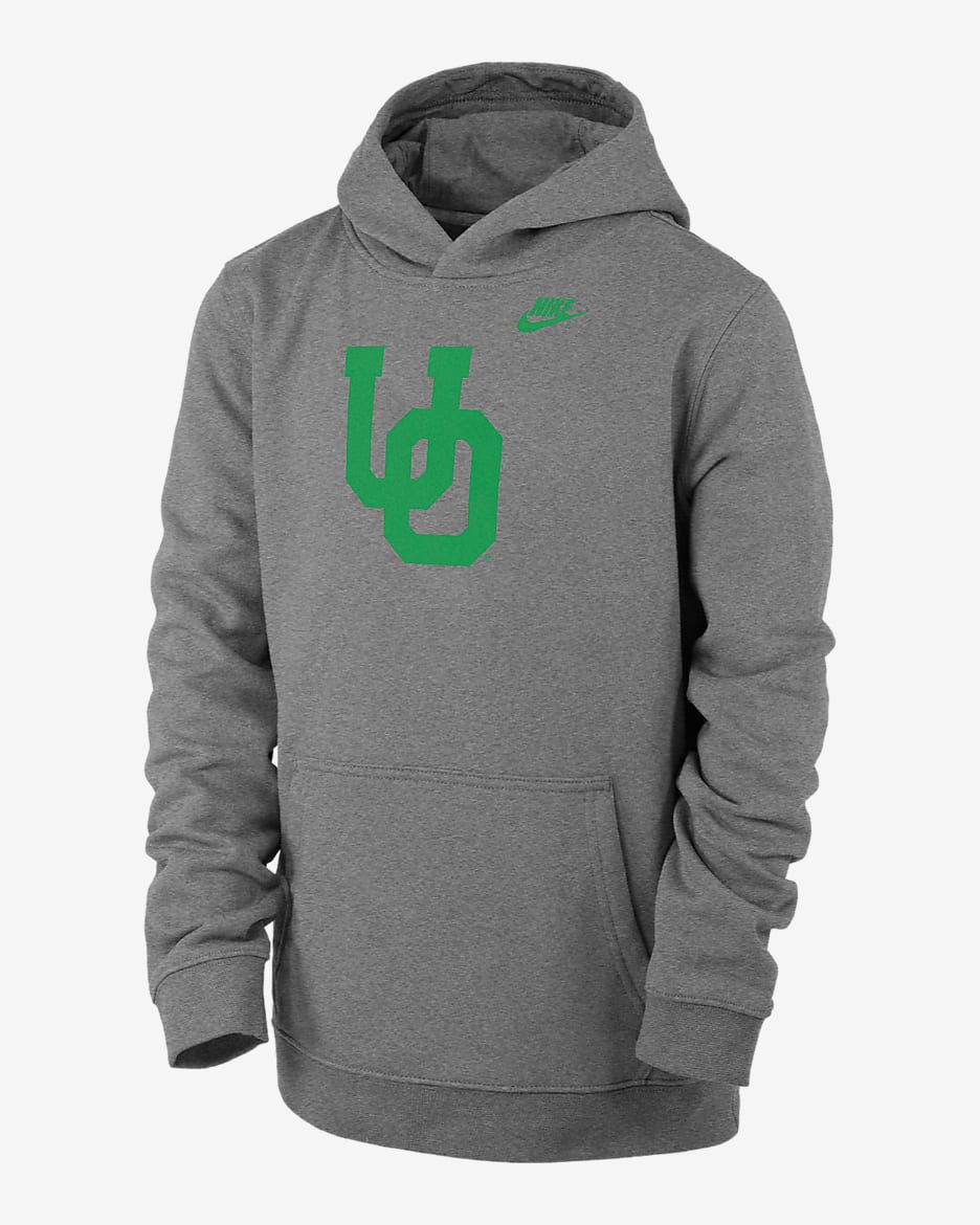 Oregon Club Fleece Big Kids' (Boys') Nike College Pullover Hoodie - Dark Grey Heather