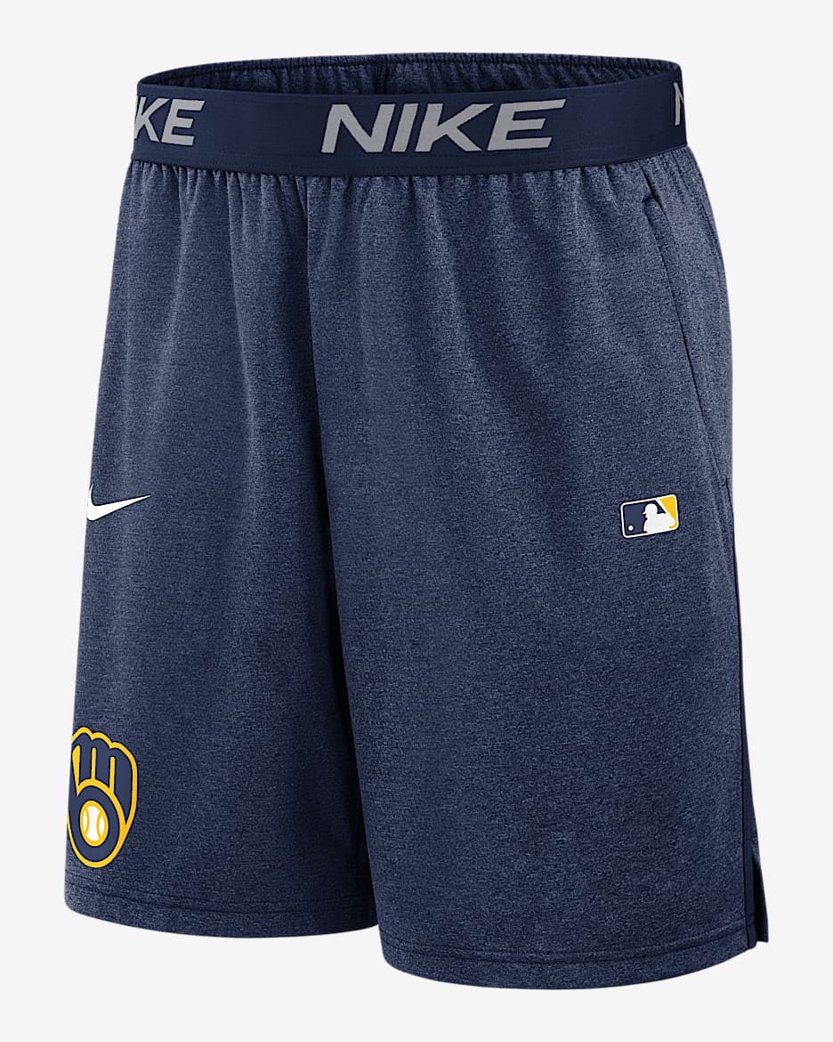 Shorts Nike Dri-FIT de la MLB para hombre Milwaukee Brewers Authentic Collection - Azul marino