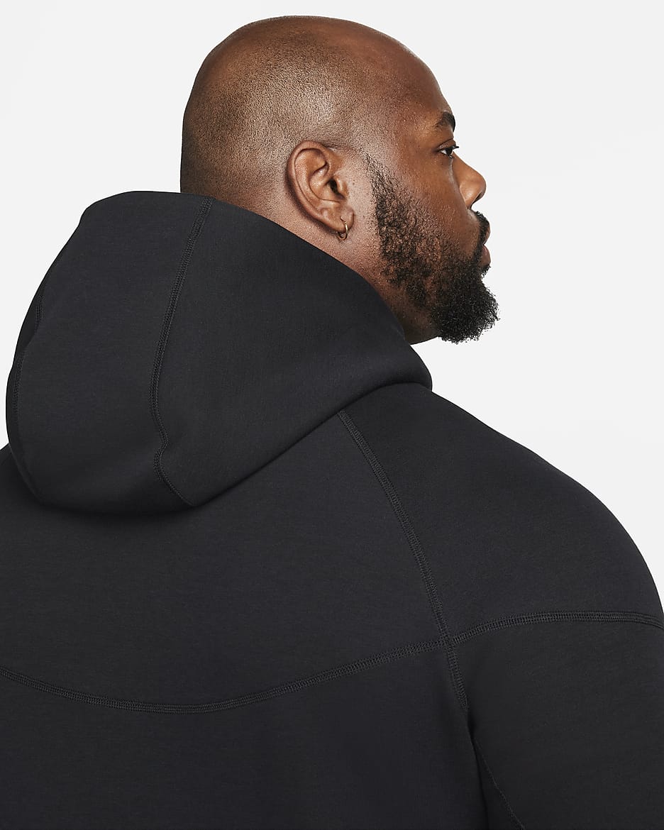 Nike Sportswear Tech Fleece Windrunner Tam Boy Fermuarlı Erkek Kapüşonlu Üst - Siyah/Siyah